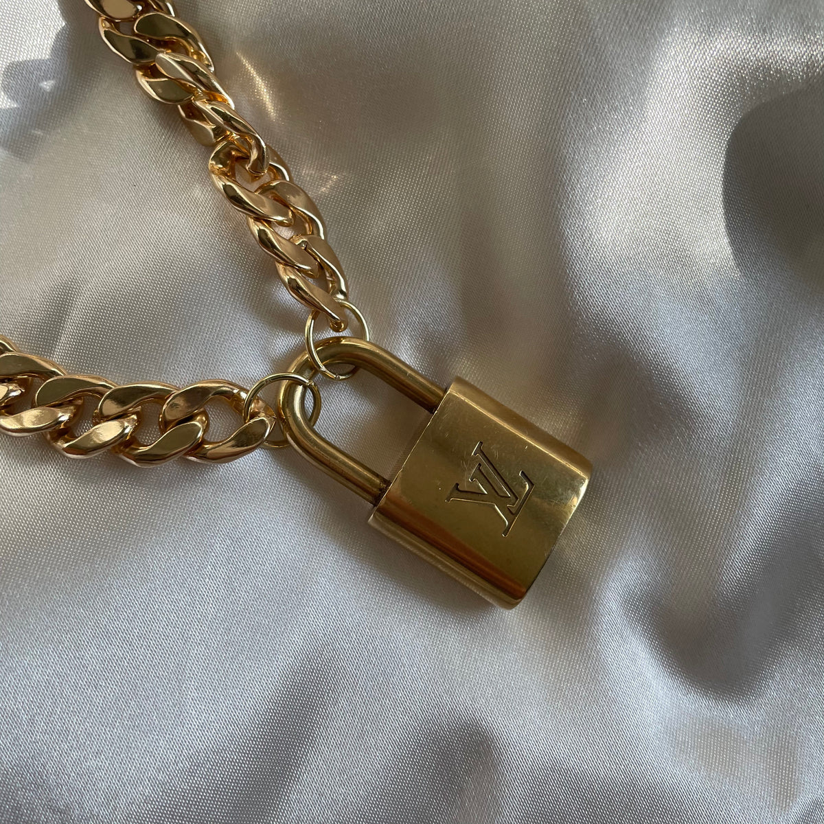 Reworked Louis Vuitton Mini Lockit Bracelet color\/style:silver Chain