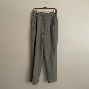 'Emelie' Grey Plaid High-Waisted Pants (L/12)