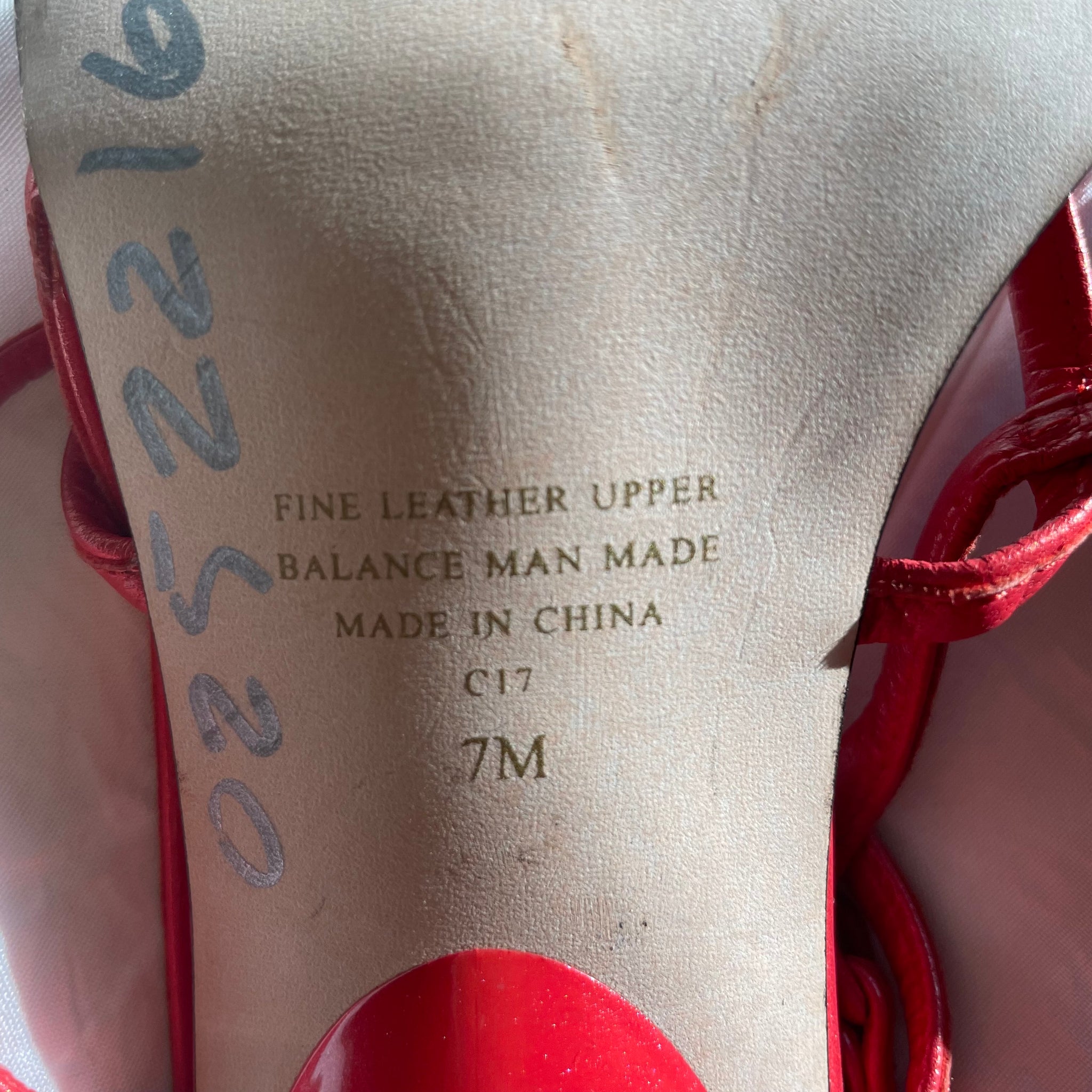 Red Square Toe Kitten Heel Sandals (Sz. 7)