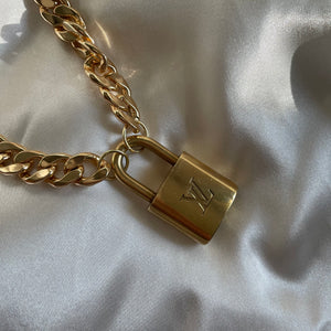 Rework Louis Vuitton Gold Lock With Key on Necklace