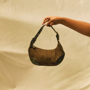 ‘Vera’ Olive Green Faux Suede Hobo Bag