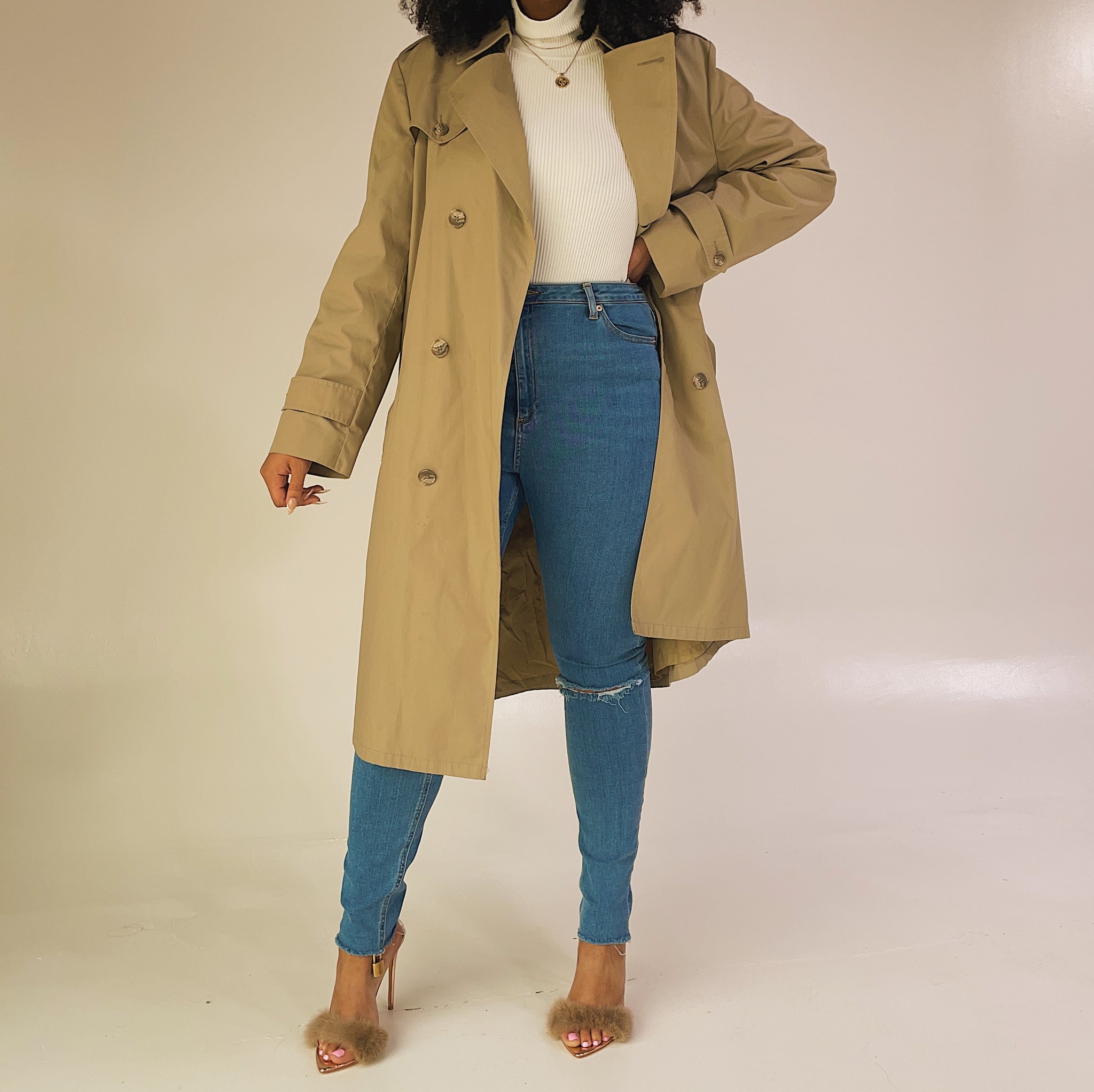 ‘Carolyn’ Belted Double-Breasted Trench Coat (L-XXL)
