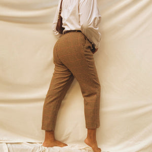 ‘Saira’ High-Waisted Tweed Trousers (M/L/Petite)