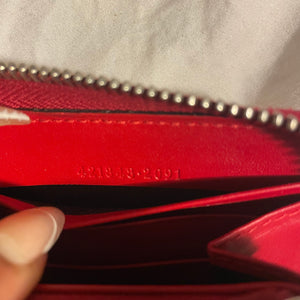 Gucci Embossed Red Zip-Around Leather Wallet