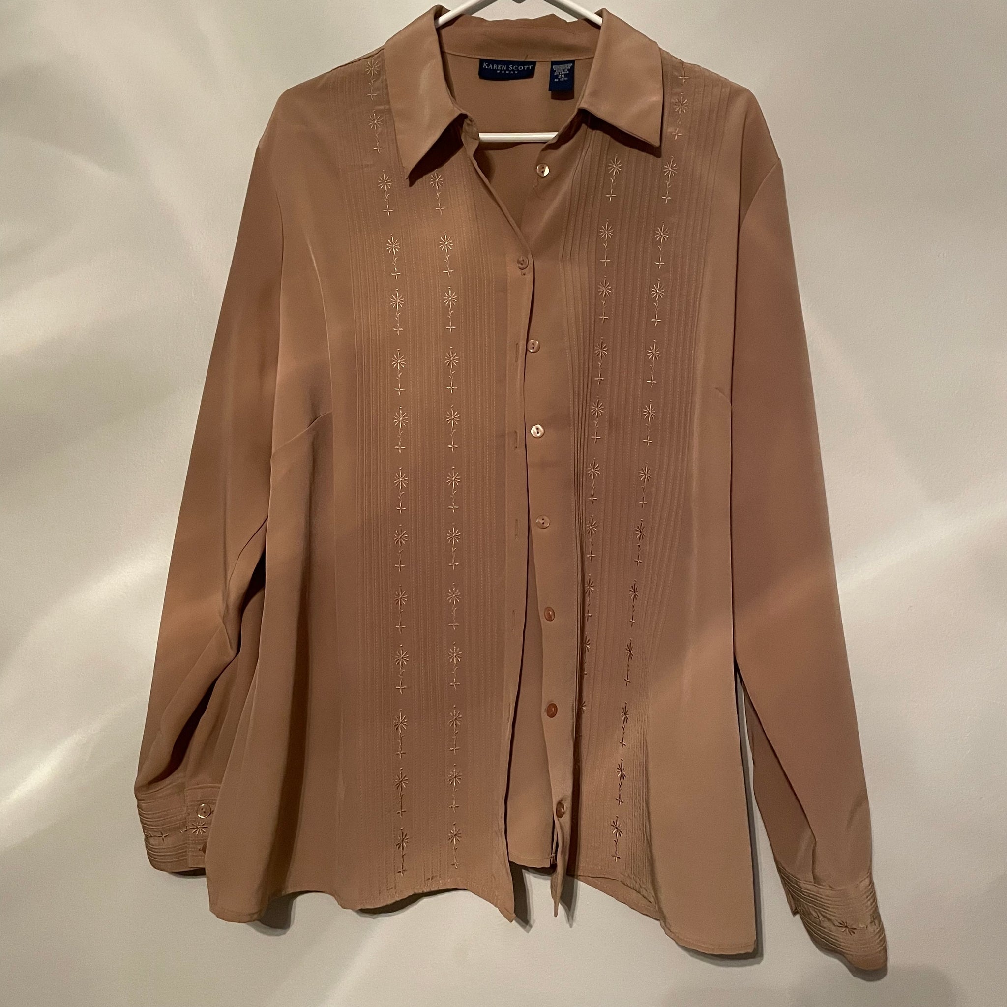 ‘Tobi’ Tan Button-Down Shirt (Up to 2XL)