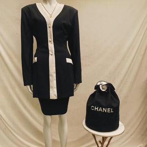 ‘Gabrielle’ Black & White 2-in-1 Cardigan Dress (M)