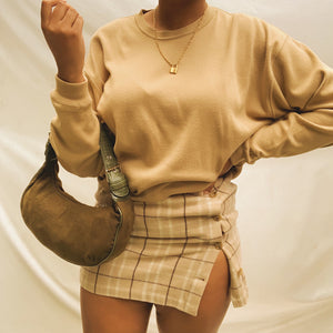 ‘Carter’ Camel Brown Light Knit Sweater (One Size)