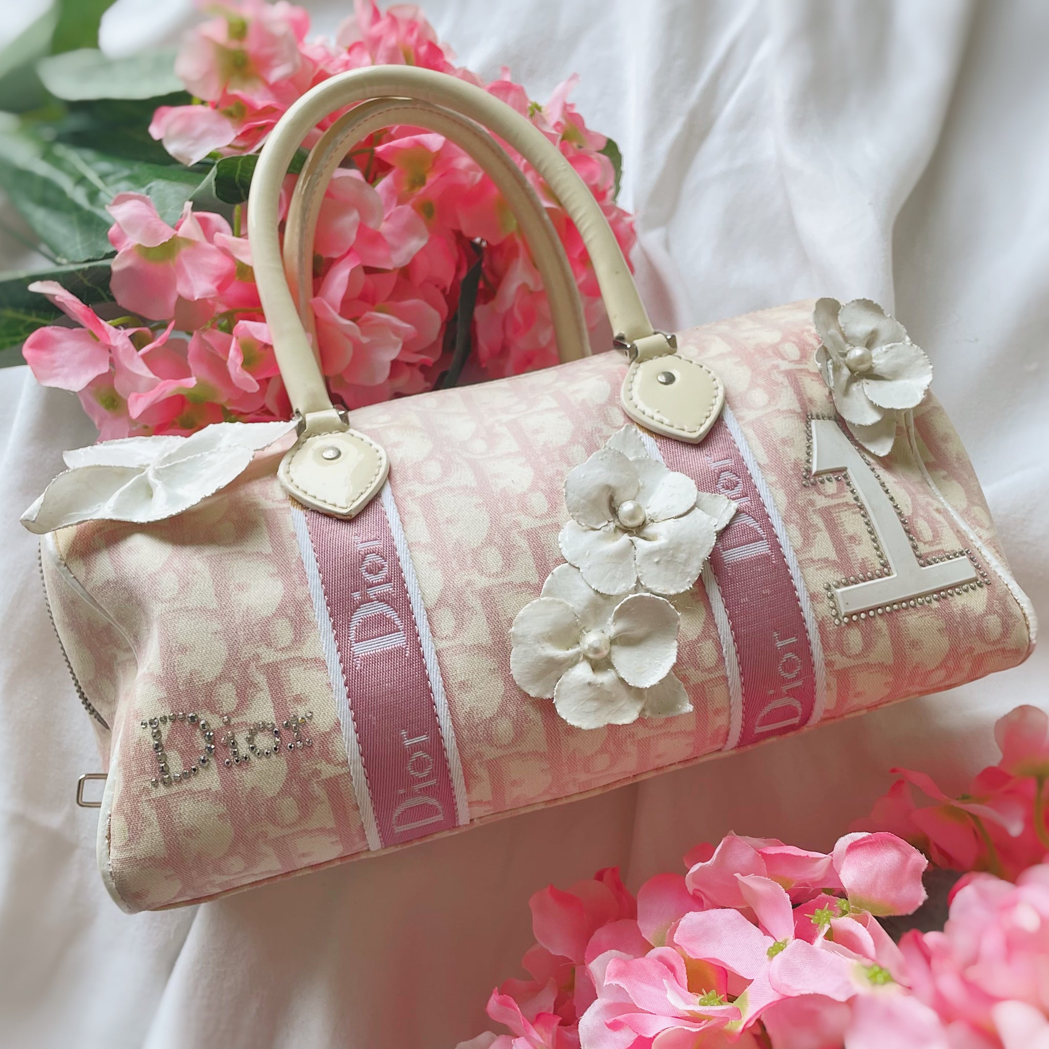 Christian Dior Trotter Pile Mini Boston Handbag Pink W 25cm Vintage Japan  [Used]