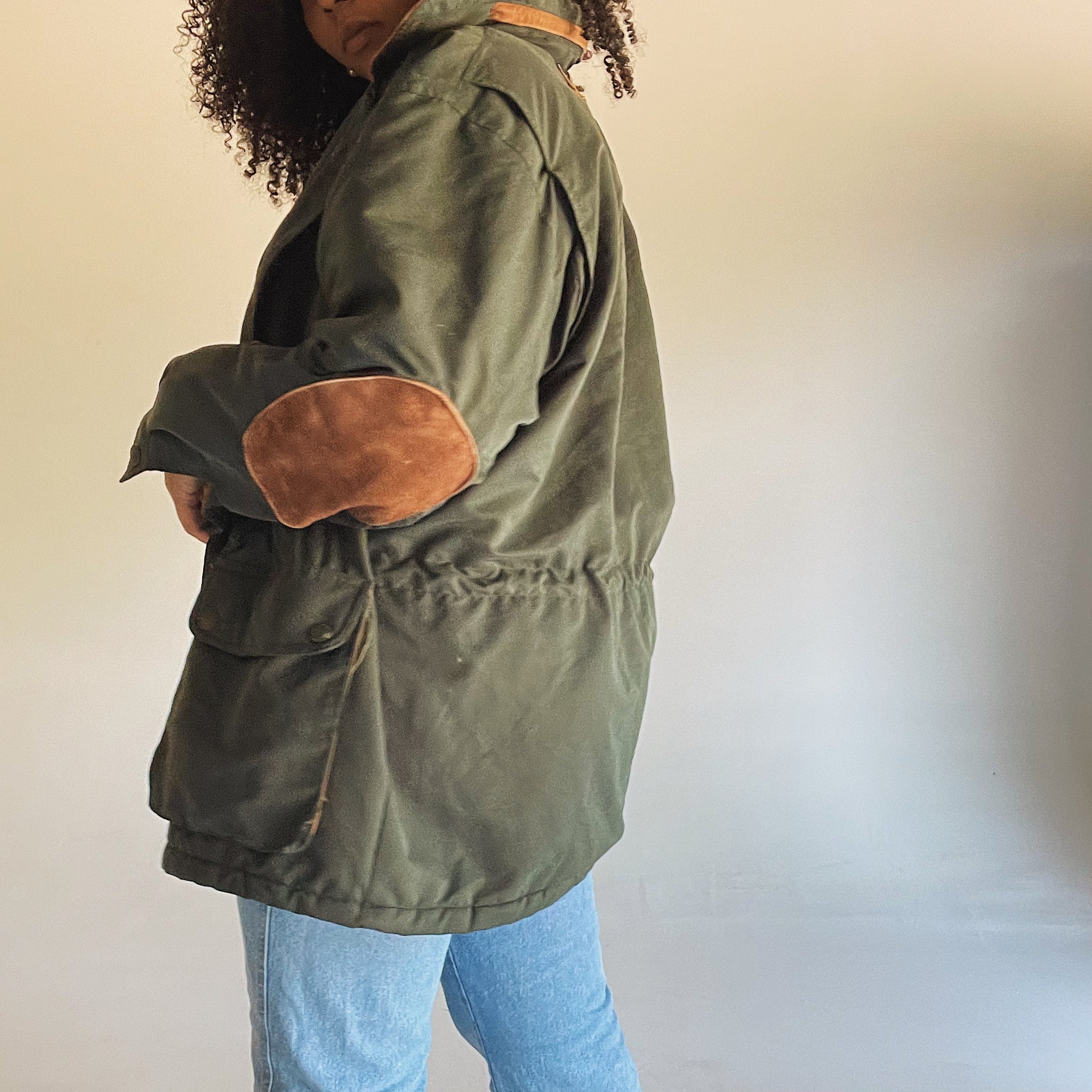 Green Utility Jacket with Faux Suede Elbow Patches (L-XXL)