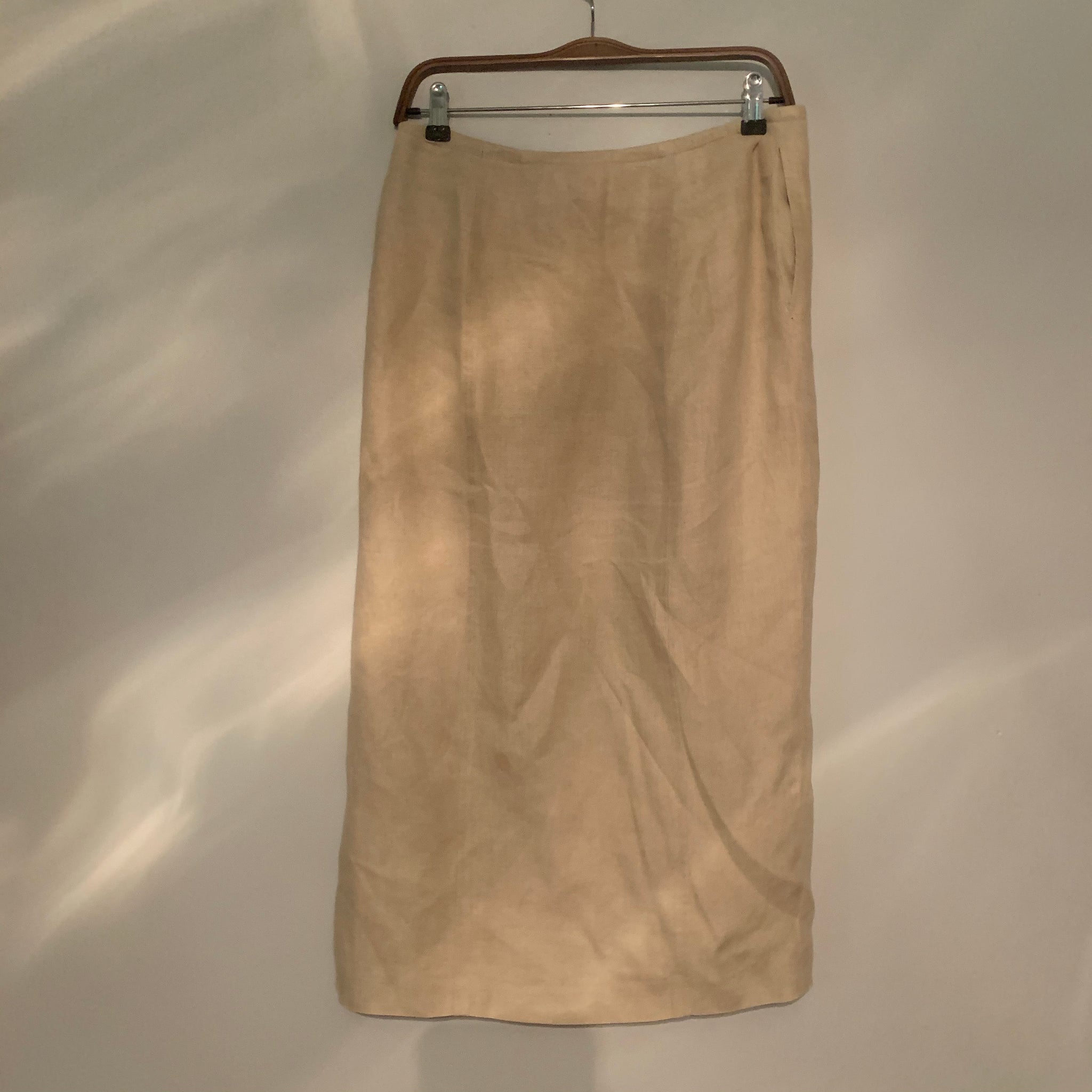 'Taryn' Button-Thru Linen Midi Skirt W/ Thigh Slit (M)