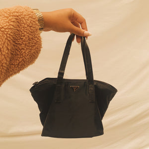 Authentic PRADA Mini Nylon Shopper Tote Bag (Black)