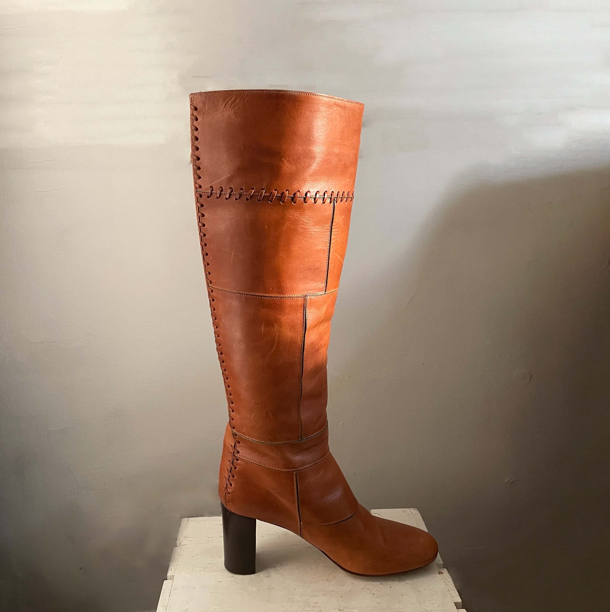Authentic Chloé Leather Patchwork Heeled Boots (Sz. 40) (US9.5)