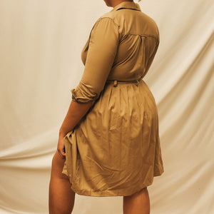 ‘Khadeeja’ Button-Thru Khaki Dress (Sz. M/8)