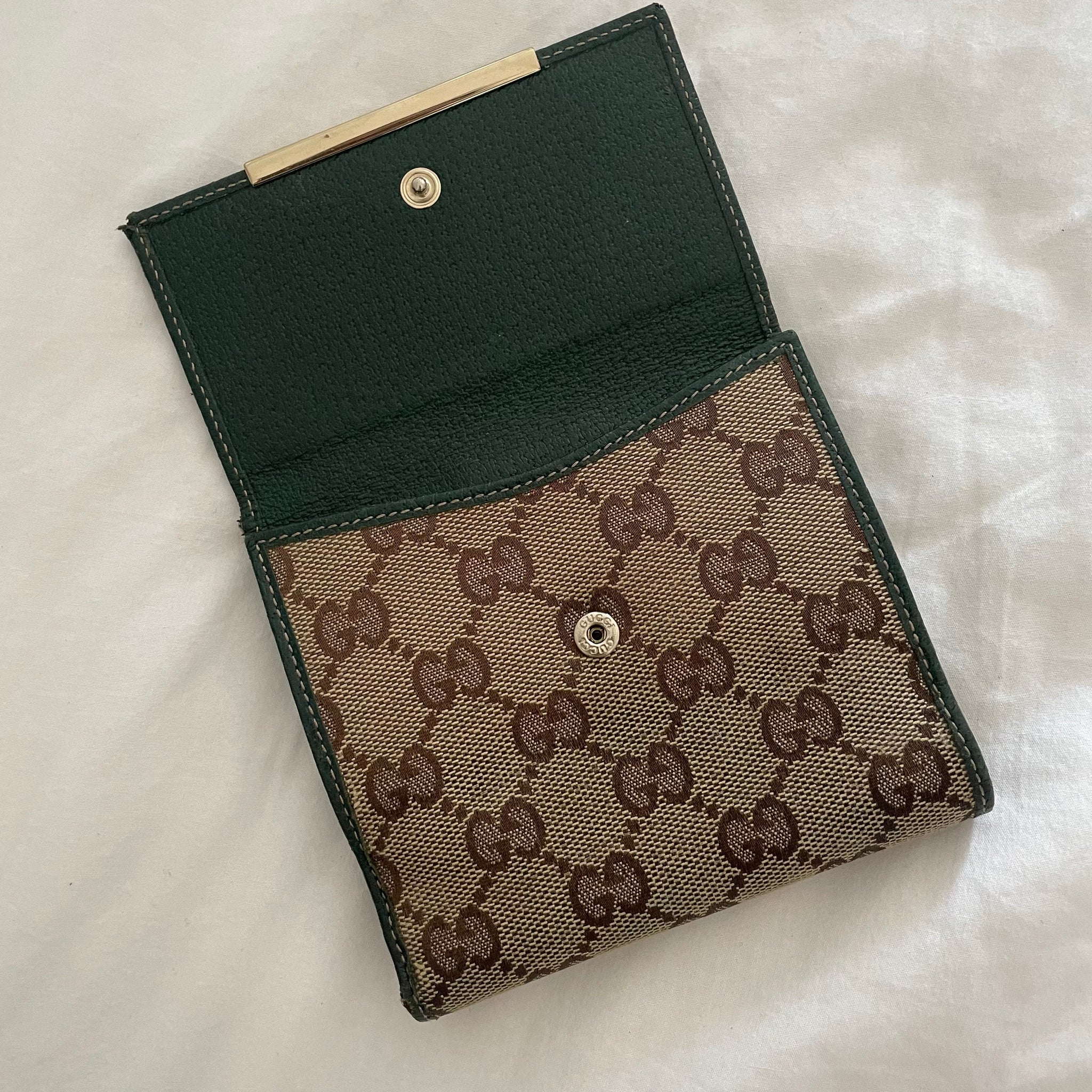 Gucci Brown, Pattern Print GG Embossed Leather Bifold Wallet